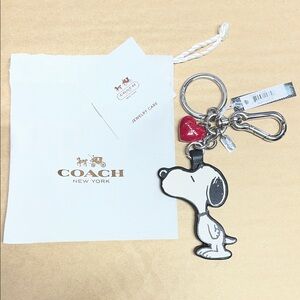 Coach Snoopy Keychain with Red and White Accents